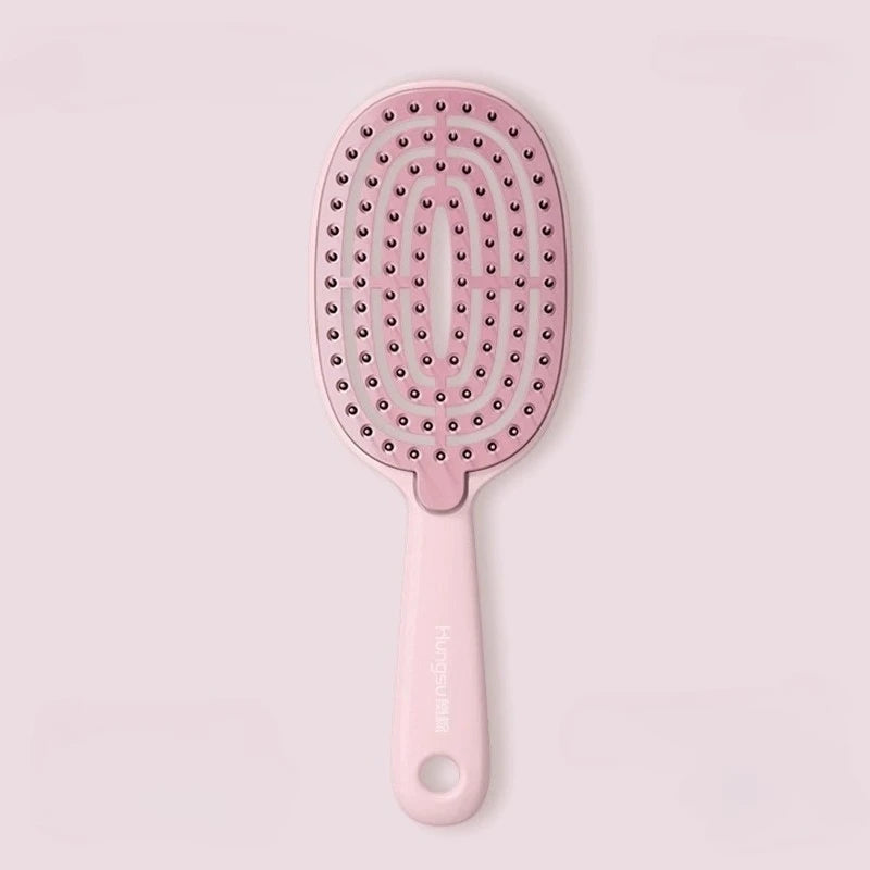 Quick Easy Clean Detangler Hairbrush - Retractable Comb with Self-Cleaning Nylon Bristles, Gentle Detangling & Hair Removal