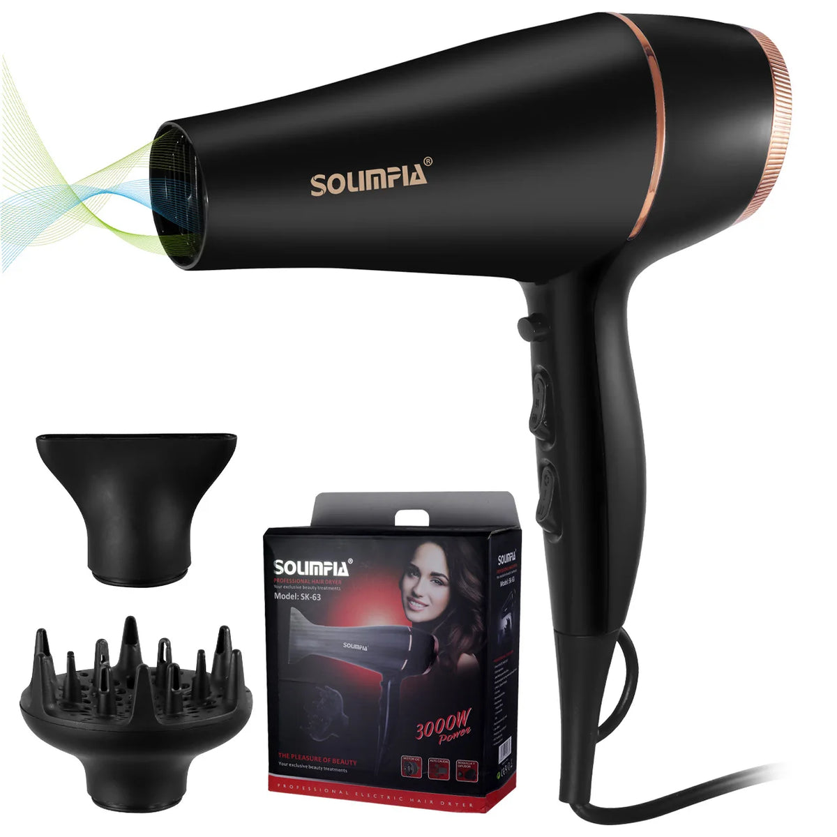 6-Level Professional Hair Dryer Salon Industrial Grade Quick Drying High Temperature Hair Styling Tool Barbecue for Home