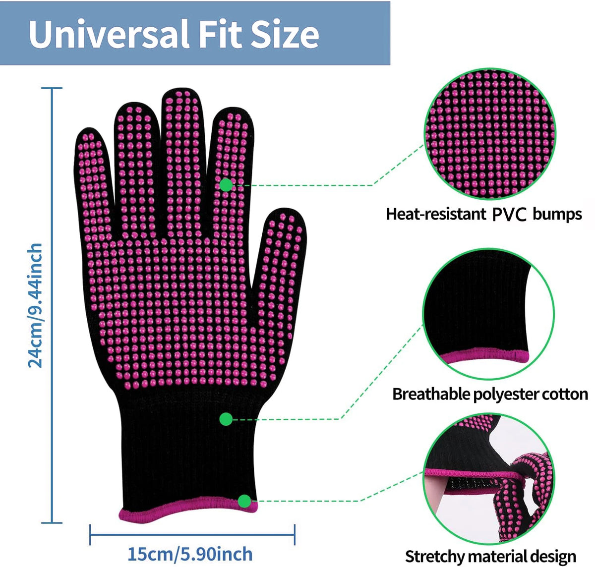 Heat Resistant Mat and Gloves for Curling Irons, Flat Irons, and Hair Straighteners - Protect Your Hair and Hands from Damage