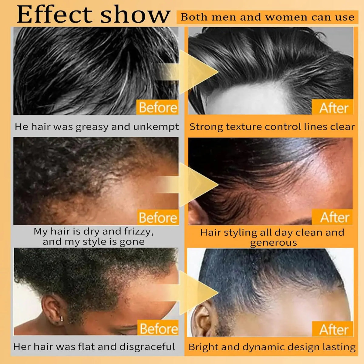 Hair Styling Gel-Strong Hold Hair Gel for Men, Women, 24H Non-Sticky, No Flake, Extreme Shine, Styling Fragmented Hair, Braid Ge