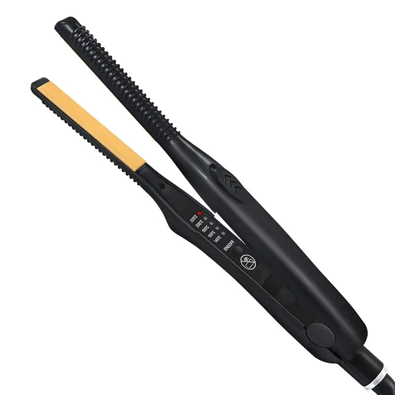 2-in-1 Mini Hair Straightener Curling Iron Professional Ceramic Short Flat Iron for Women & Men Beard Straightener