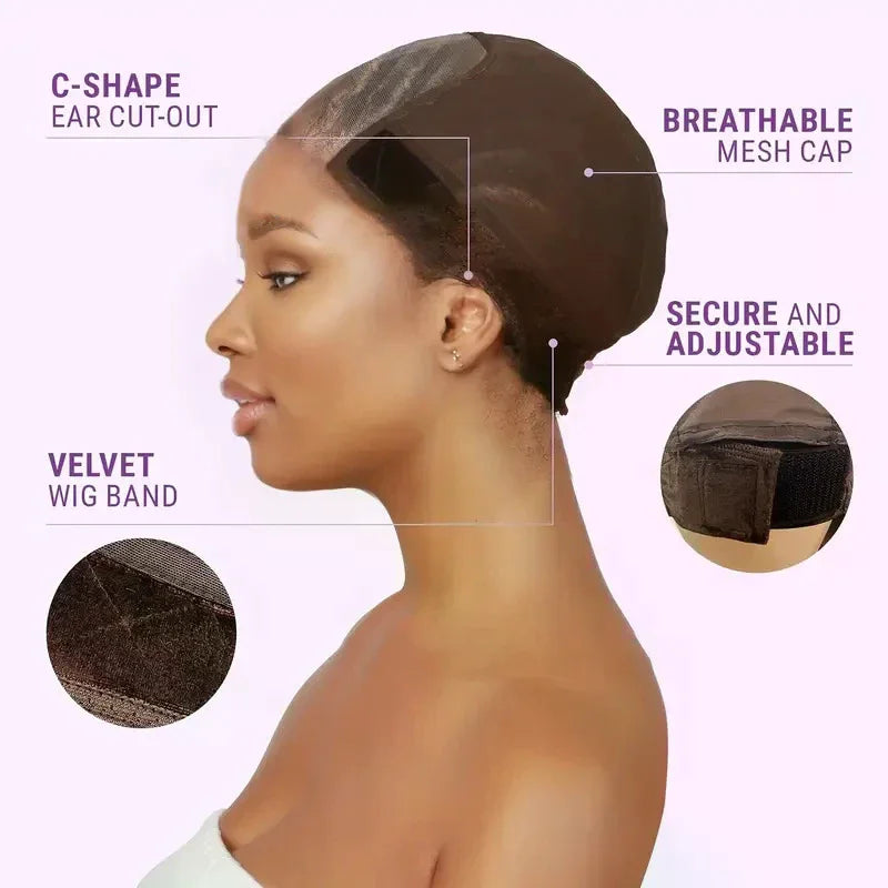 Female Headband Wig Cap Lace Wig Cap For Wig Making U Part Wig Caps Non Slip With Adjustable Velcro Velvet Wig Grip To Wear Wig