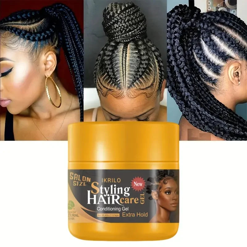 Hair Styling Gel-Strong Hold Hair Gel for Men, Women, 24H Non-Sticky, No Flake, Extreme Shine, Styling Fragmented Hair, Braid Ge