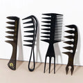 4pcs Wide Tooth Comb Set, Three Pronged Double-Sided Comb Retro Oil Head Comb Wide Tooth Flat Comb, Special for Real Hair Wigs