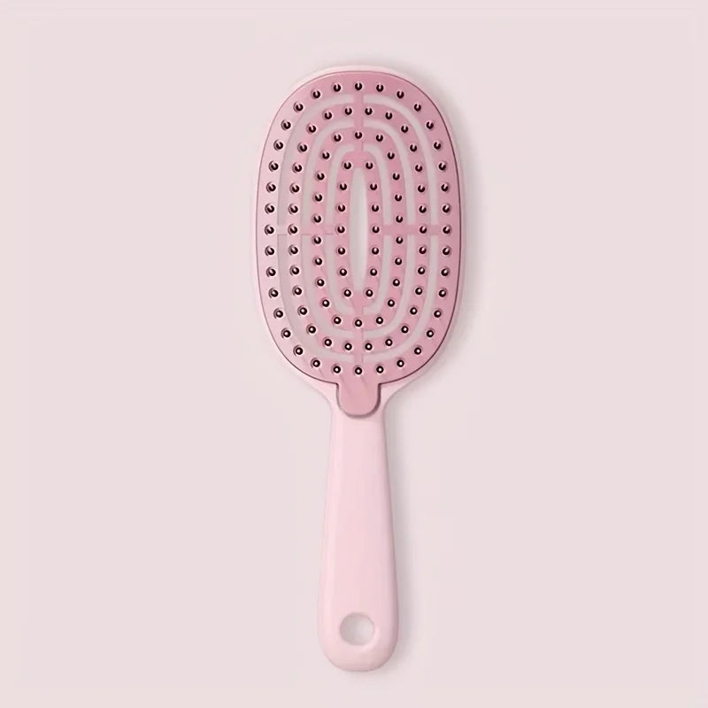 Quick Easy Clean Detangler Hairbrush - Retractable Comb with Self-Cleaning Nylon Bristles, Gentle Detangling & Hair Removal