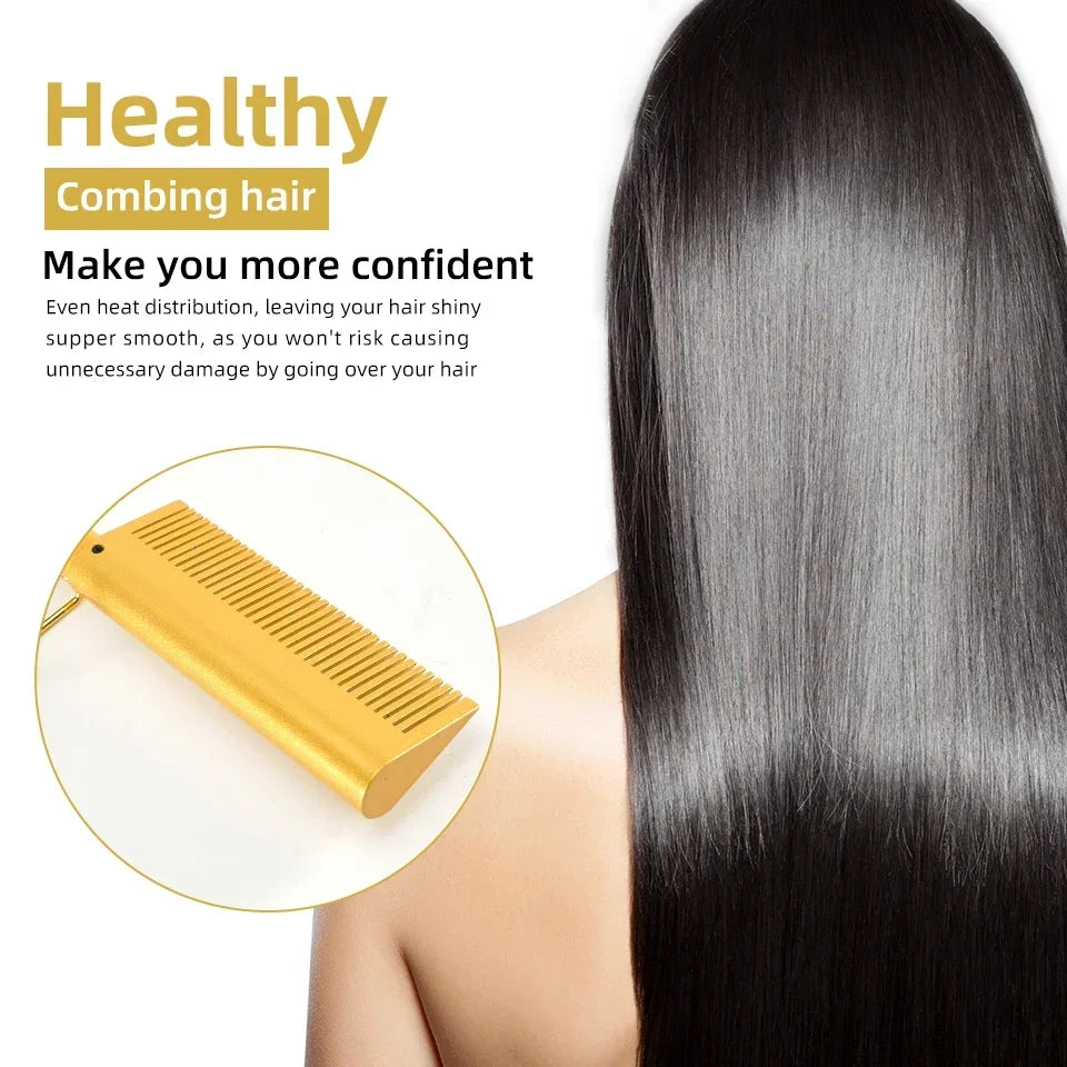 Hair Straightener Flat Irons Wet Dry Use Hot Comb Heating Hair Straight Styler Curling Iron Comb Fast Heating Press Comb