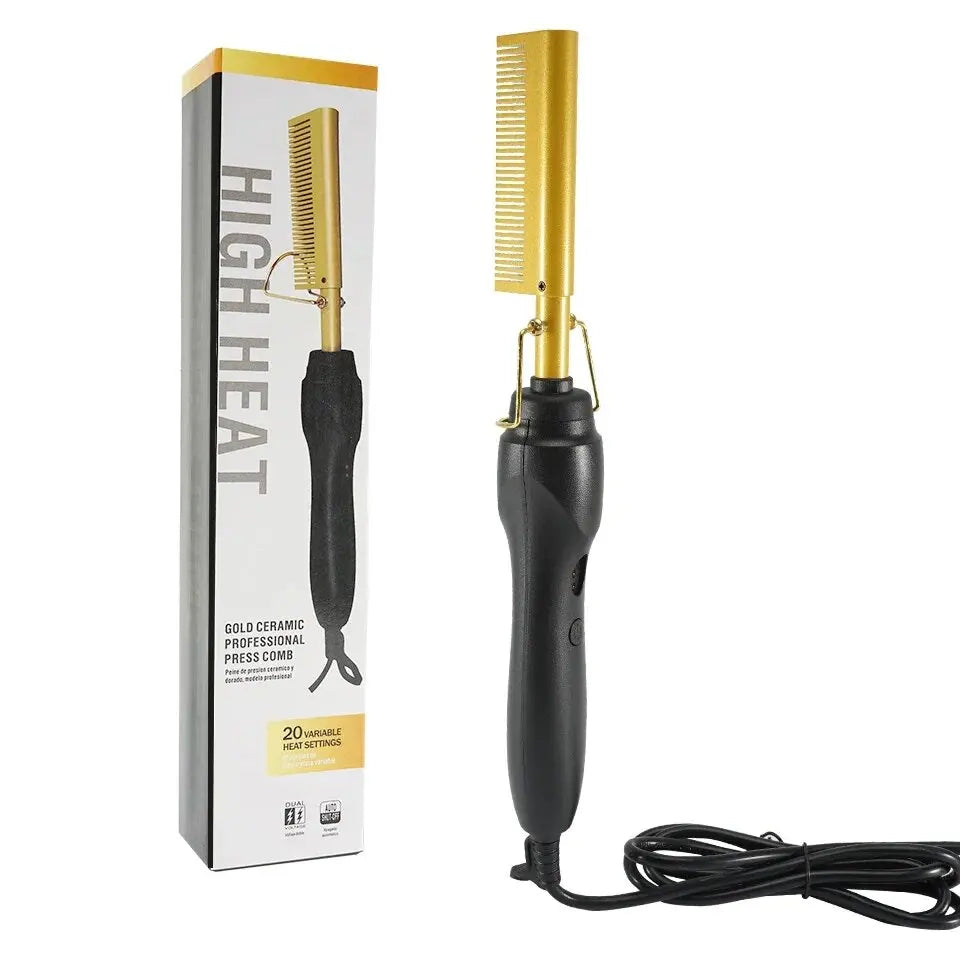 Hair Straightener Flat Irons Wet Dry Use Hot Comb Heating Hair Straight Styler Curling Iron Comb Fast Heating Press Comb