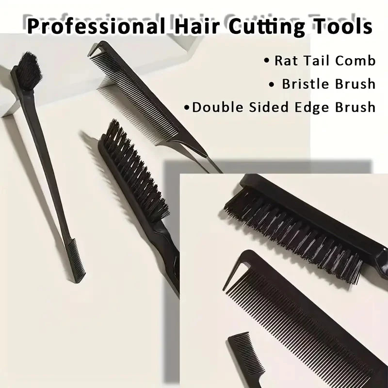 Must Have 5Pcs Hair Styling Brush Set! Detangler Comb Edge Control Brush Smooth Curls Restore Hair Shine
