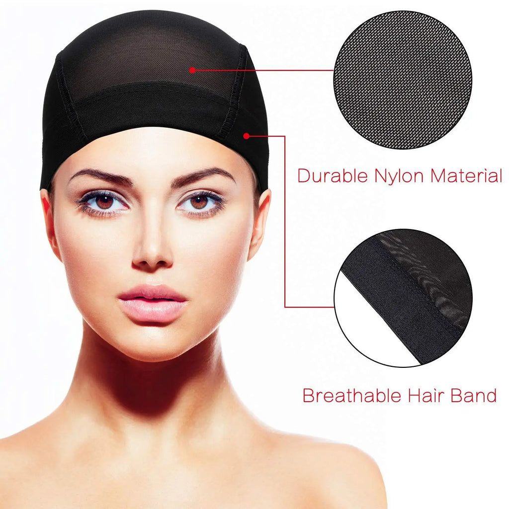 Black Mesh Wig Cap, 2-in-1 Non-Slip Wig Cap - Flexible Nylon Dome-Shaped Hairnet Ensures a Tight Fit, Elastic Cap, Wig Accessory