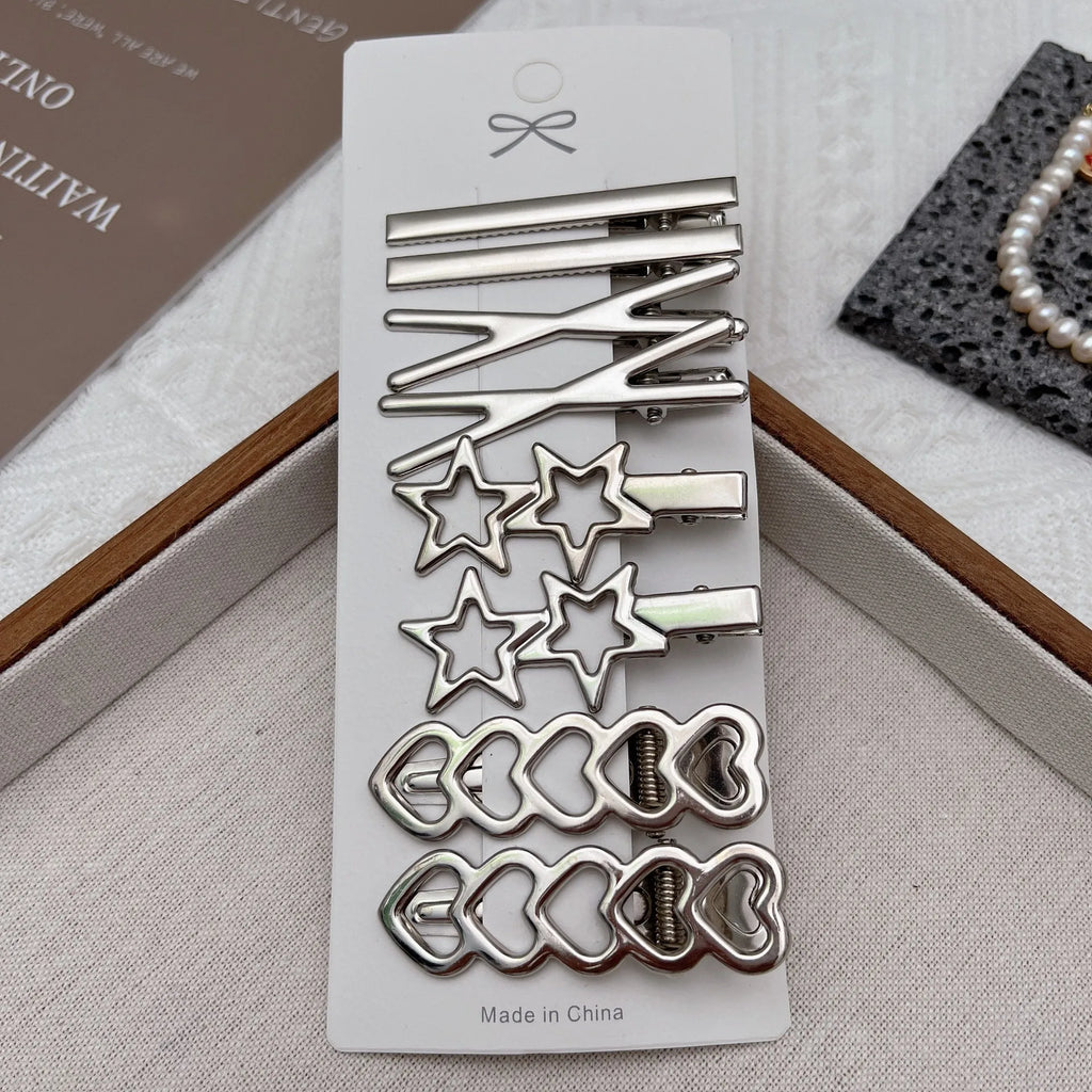 8PCS Metal Hair Clips Side Broken Hair Bangs Hair Cards Spice Girls Hair Accessories Silver Bangs Clip Set Side Clip One Word Cl