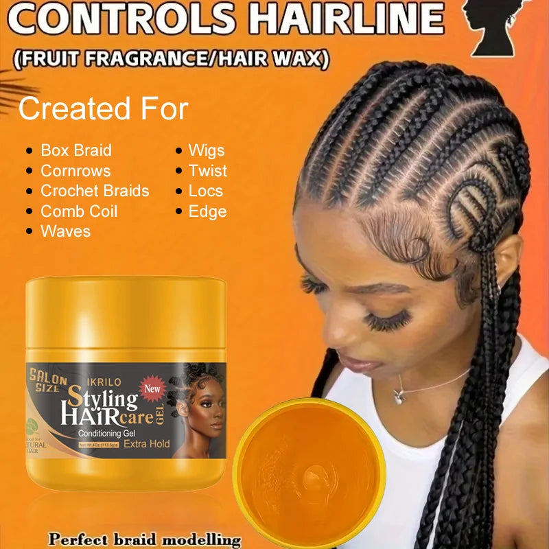 Hair Styling Gel-Strong Hold Hair Gel for Men, Women, 24H Non-Sticky, No Flake, Extreme Shine, Styling Fragmented Hair, Braid Ge