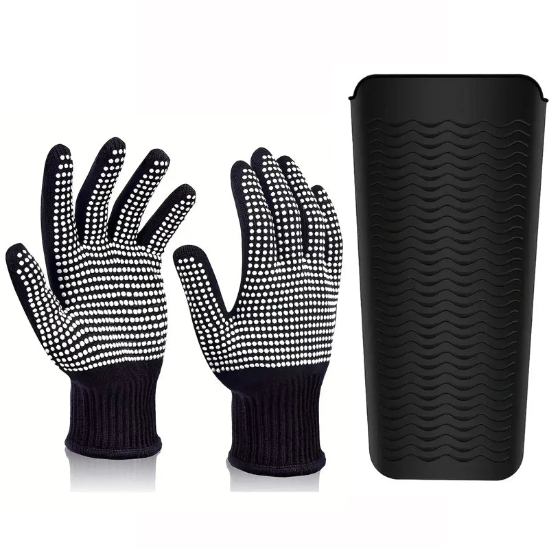 Heat Resistant Mat and Gloves for Curling Irons, Flat Irons, and Hair Straighteners - Protect Your Hair and Hands from Damage